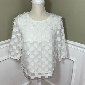 Anthropologie post mark dottie top size 0 white‎ dots sheer with lined shirt